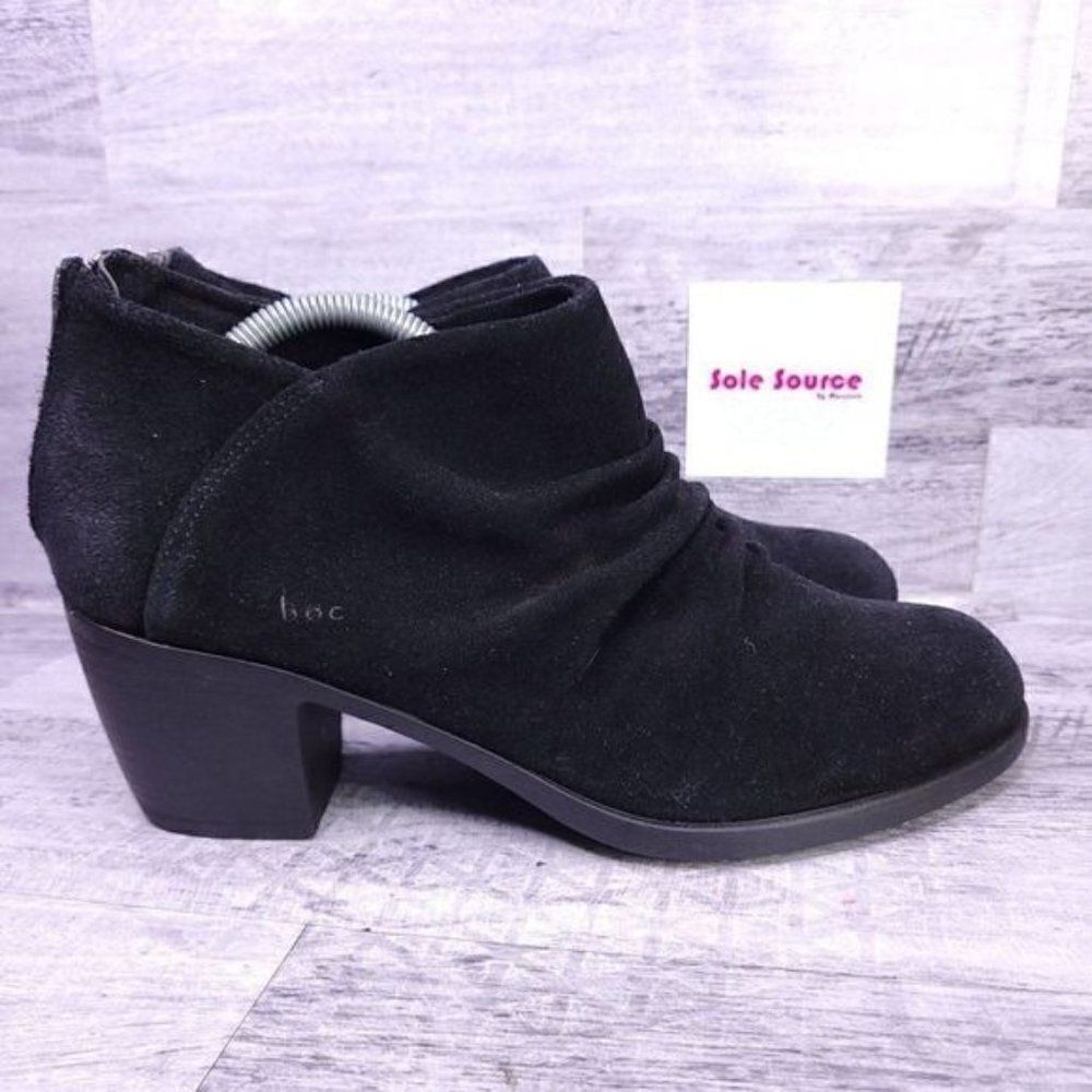 BOC Aurora Scrunch Suede Heeled Ankle Boot Black Women's sz 11